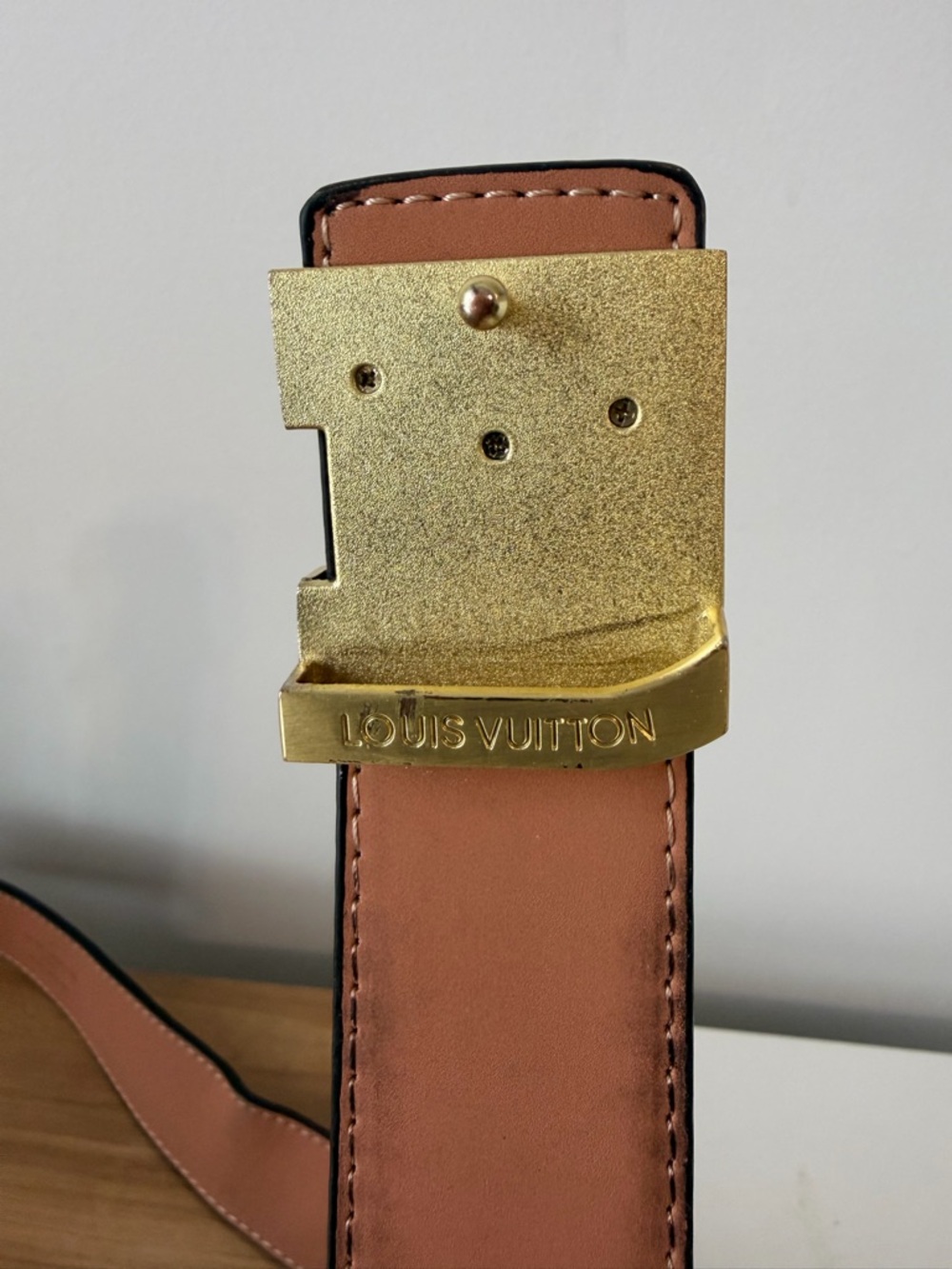 Louis Vuitton Brown Damier Canvas Belt with Gold LV Buckle - Picture 5 of 5